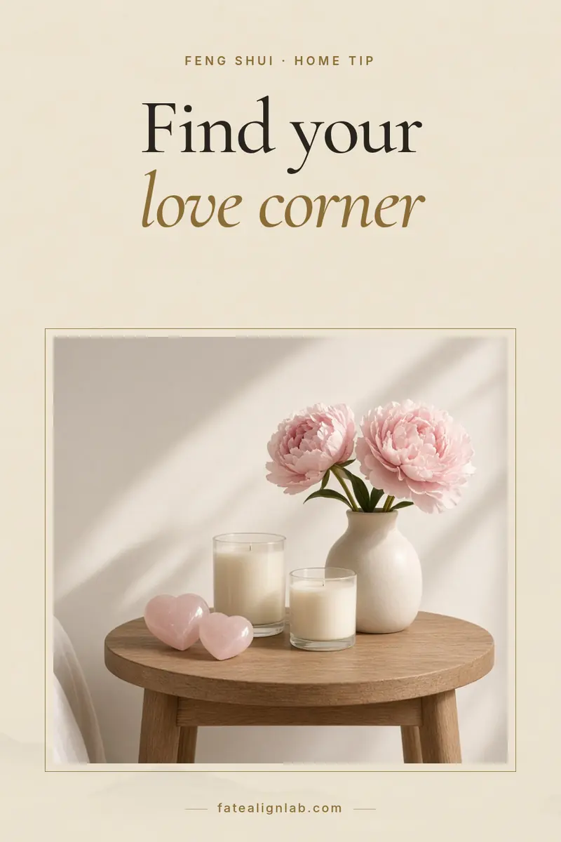 Beige room with a compass overlay and the headline Find your love corner.